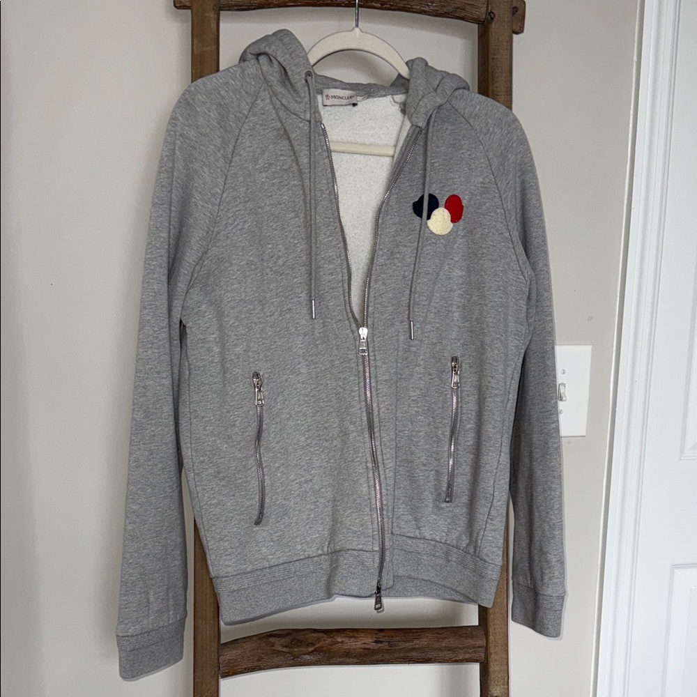 Moncler Gray Hoodie with Tricolor Patch